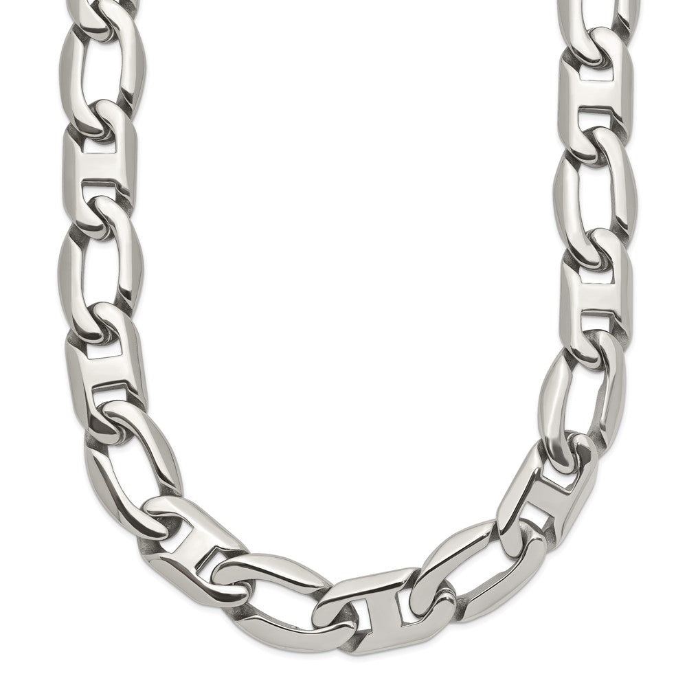 Chisel Stainless Steel Polished 24 inch Open/Anchor Link Necklace, 24 x 12 mm
