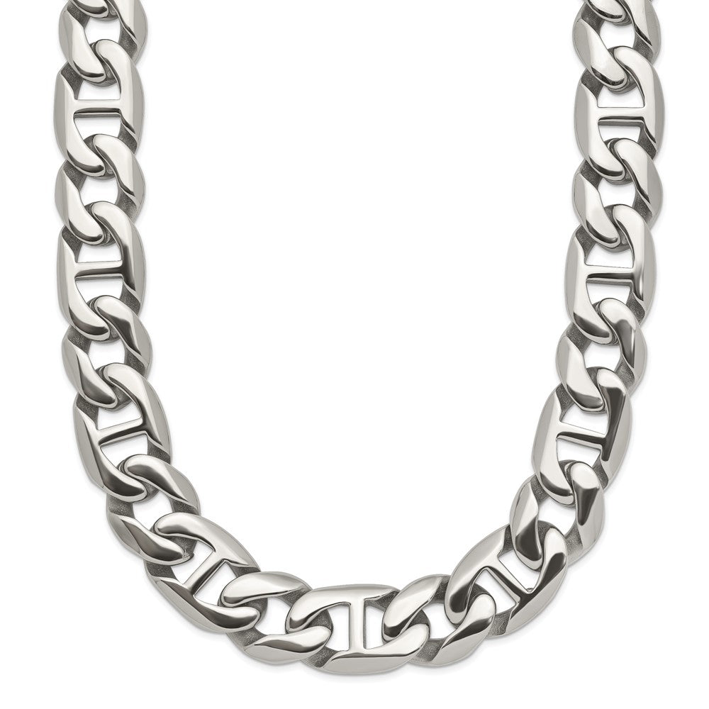 Chisel Stainless Steel Polished 24 inch Anchor Link Necklace, 24 x 9 mm