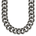 Chisel Stainless Steel Antiqued and Textured 24 inch Link Necklace, 24 x 15 mm