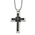 Stainless Steel Polished Black IP-plated Cross 20in Necklace, 20 x 30 mm