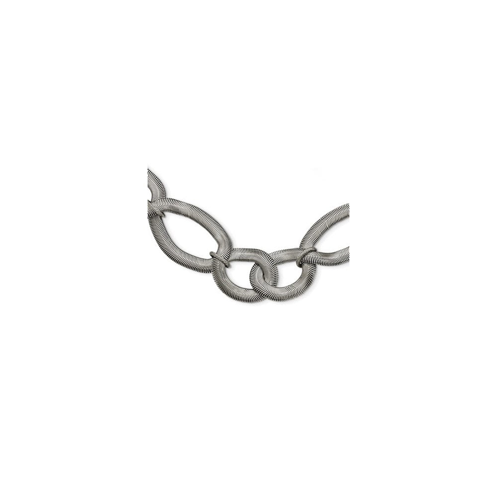Stainless Steel Interlinked Oval 16.5in w/ext Necklace, 16.5 mm