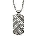 Stainless Steel & Black Enamel Polished Dog Tag Necklace, 24 mm