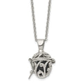 Stainless Steel Polished w/Black Agate Opening Box 20in Necklace, 20 mm