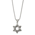 Chisel Stainless Steel Antiqued and Polished Star of David Pendant on a 24 inch Ball Chain Necklace, 24 x 24 mm