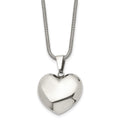Stainless Steel Polished Hollow Puffed Heart 20in Necklace, 20 mm