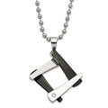 Stainless Steel & Black IP-plated Amour w/CZ Necklace, 20 mm