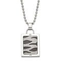 Stainless Steel Laser Cut & Black IP-plated CZ Dog Tag Necklace, 20 mm