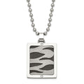 Stainless Steel & Black IP-plated Lasercut CZ Dog Tag Necklace, 22 x 20 mm