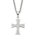 Stainless Steel Polished CZ Cross Necklace, 18 mm