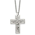 Chisel Stainless Steel Polished and Textured Crucifix Pendant on a 20 inch Cable Chain Necklace, 20 x 28 mm
