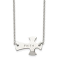 Chisel Stainless Steel Polished FAITH Sideways Cross on a 19 inch Cable Chain Necklace, 19 x 28 mm