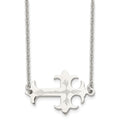 Chisel Stainless Steel Brushed and Polished Flame Design Sideways Cross on a 21 inch Cable Chain Necklace, 21 x 35 mm
