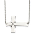 Chisel Stainless Steel Polished Sideways Cross with Chain on a 21 inch Cable Chain Necklace, 21 x 40 mm
