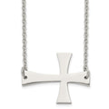 Stainless Steel Polished Sideways Cross 21in Necklace, 21.75 mm