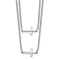 Chisel Stainless Steel Polished Double Sideways Crosses on Layered 16.5 inch Cable Chain Necklace, 16.5 x 15 mm