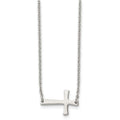 Chisel Stainless Steel Polished Sideways Cross on a 16 inch Cable Chain Necklace, 16 x 18 mm