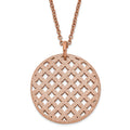 Stainless Steel Pink IP-plated Textured Circle Necklace, 18 mm