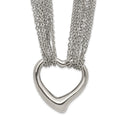 Chisel Stainless Steel Polished Heart on a 17 inch Cable Chain Multi Strand Necklace, 17 x 24 mm