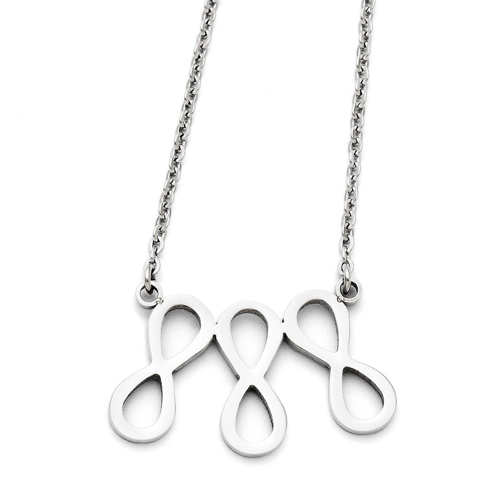 Stainless Steel Infinity Symbol Polished Necklace, 18 mm