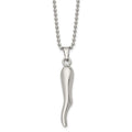 Chisel Stainless Steel Polished Italian Horn Pendant on a 22 inch Ball Chain Necklace, 22 x 5 mm