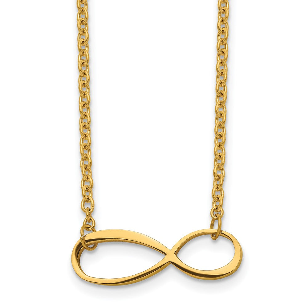 Chisel Stainless Steel Polished Yellow IP-plated Infinity Symbol on a 20 inch Cable Chain Necklace, 20 x 9 mm