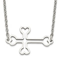 Stainless Steel Polished Sideways Cut out Cross Necklace, 18 mm