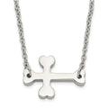 Stainless Steel Polished Sideways Cross Necklace, 16.5 mm