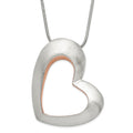 Stainless Steel Brushed & Pink IP-plated Heart Necklace, 17.5 mm