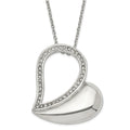 Stainless Steel Polished Crystal Heart Necklace, 17.5 mm