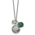 Stainless Steel Antiqued and Polished Synthetic Jade w/20in Necklace, 20 mm