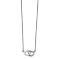 Chisel Stainless Steel Polished and Textured Interlocking Hearts on an 18 inch Cable Chain Necklace, 18 x 15 mm