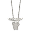 Stainless Steel Brushed Bull Head 20in Necklace, 20 mm