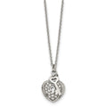 Chisel Stainless Steel Polished CZ Heart Lock and Key 2-Piece Moveable Pendant on an 18 inch Cable Chain Necklace, 18 x 14 mm