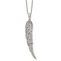 Stainless Steel Polished w/CZ Wing 20in w/2in ext Necklace, 20 mm