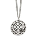 Chisel Stainless Steel Antiqued and Polished Circle Pendant on an 18 inch Multi-Strand Cable Chain Necklace, 18 x 41 mm
