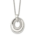 Stainless Steel Polished & Textured Three Piece Moveable Ovals Necklace, 20 mm