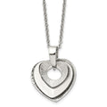 Chisel Stainless Steel Polished Three Piece Moveable Heart Pendant on a 20 inch Cable Chain Necklace, 20 x 30 mm