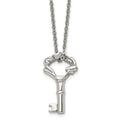 Stainless Steel Polished Fancy Key 18in Necklace, 18 mm
