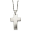 Chisel Stainless Steel Brushed Cross Pendant on a 20 inch Cable Chain Necklace, 20 x 22 mm