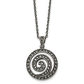 Chisel Stainless Steel Antiqued and Polished Marcasite Swirl Pendant on an 18 inch Cable Chain Necklace, 18 x 24 mm