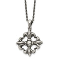 Stainless Steel Antiqued and Polished Fleur de lis 18in Necklace, 18 mm, 11.5 g