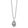 Chisel Stainless Steel Polished and Antiqued Oval Magnetic Prayer Box on an 18 inch Cable Chain Necklace, 18 x 14 mm