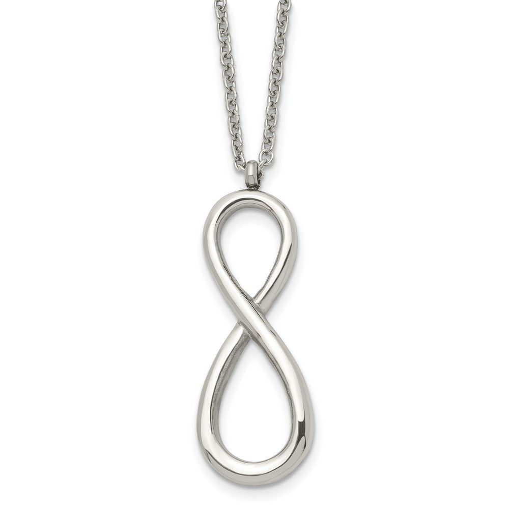 Chisel Stainless Steel Polished Infinity Symbol on an 18 inch Cable Chain Necklace, 18 x 16 mm