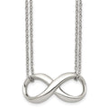 Chisel Stainless Steel Polished Infinity Symbol on an 18 inch 2-Strand Cable Chain Necklace, 18 x 34 mm