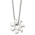 Chisel Stainless Steel Polished Sun Burst Pendant on a 22 inch Ball Chain Necklace, 22 x 27 mm