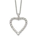 Chisel Stainless Steel Polished Twisted Heart Pendant on an 18 inch Cable Chain Necklace, 18 x 32 mm
