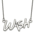 Stainless Steel Polished CZ Wish Necklace, 19.5 mm