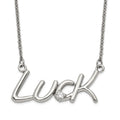 Stainless Steel Polished CZ with 2in ext. Luck Necklace, 21.5 mm