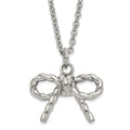 Stainless Steel Polished Twisted Bow Necklace, 18 mm
