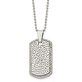 Stainless Steel Polished and Textured Dog Tag 22in Necklace, 22 x 26 mm